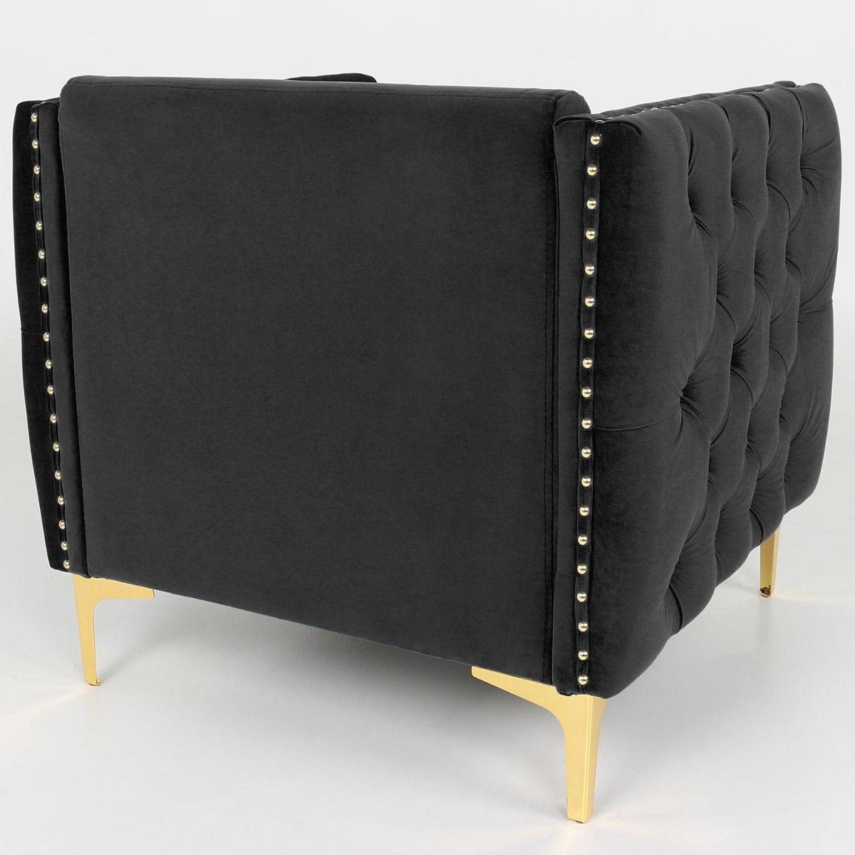 Paris Prix - Fauteuil Design en Velours "Suez" 83cm Noir - Image 3