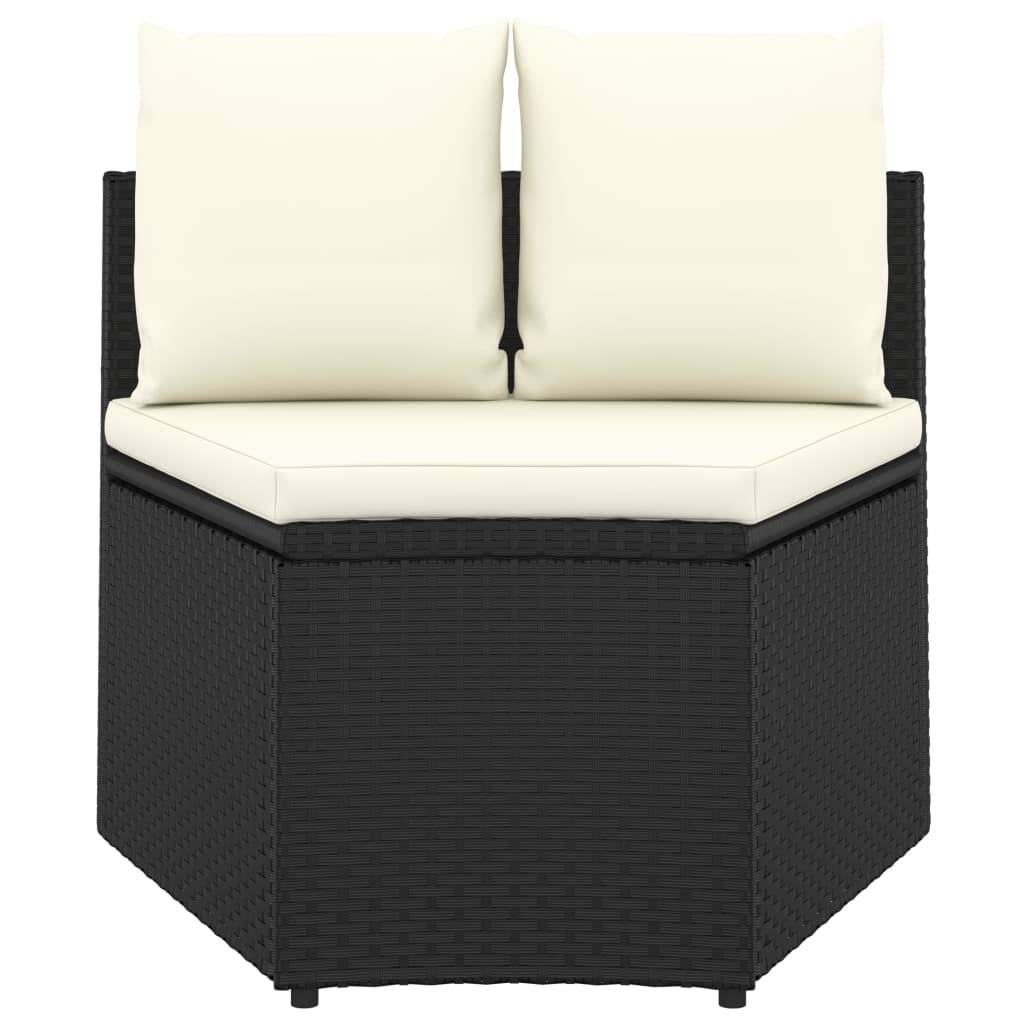 Helloshop26 - Salon de jardin meuble d'extérieur ensemble de mobilier 9 pièces avec coussins résine tressée noir - Imagen 4