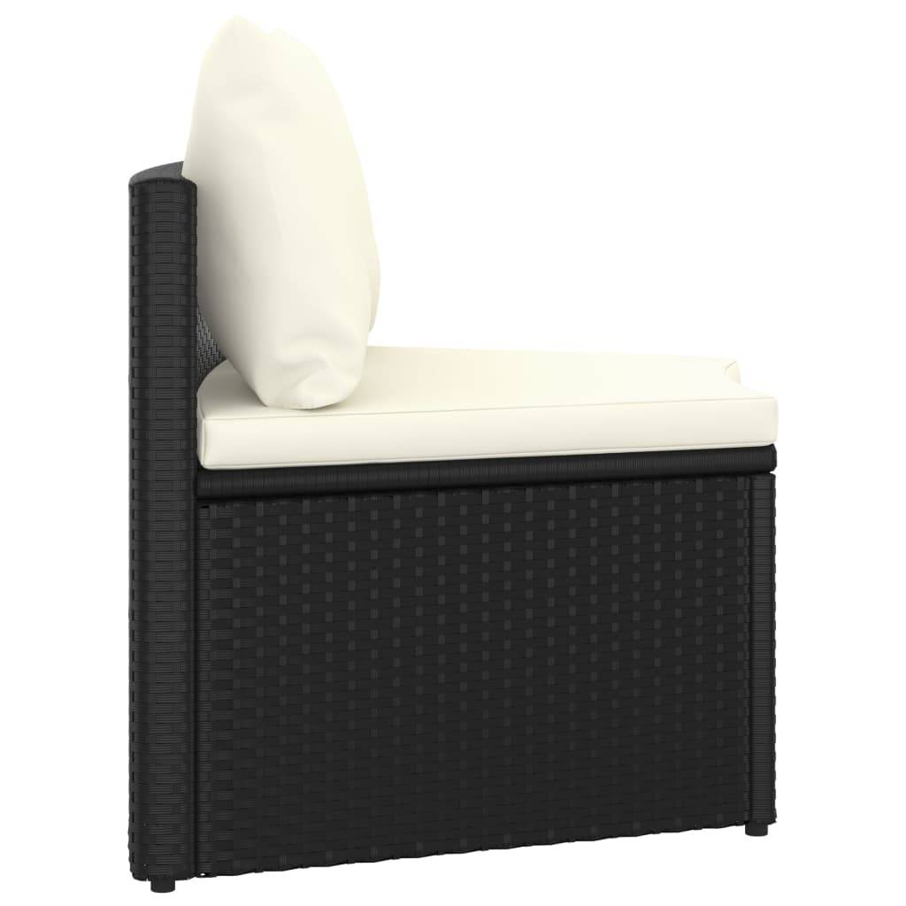 Helloshop26 - Salon de jardin meuble d'extérieur ensemble de mobilier 9 pièces avec coussins résine tressée noir - Imagen 5