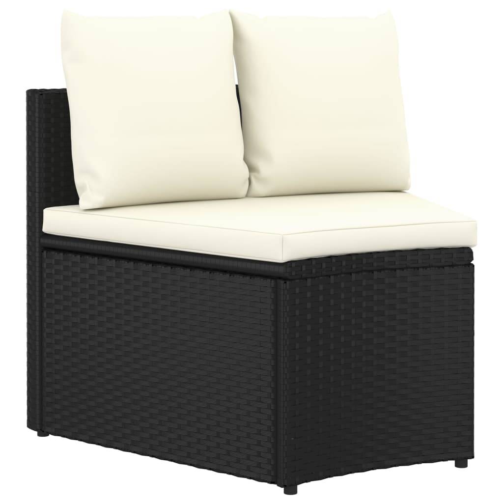 Helloshop26 - Salon de jardin meuble d'extérieur ensemble de mobilier 9 pièces avec coussins résine tressée noir - Imagen 3