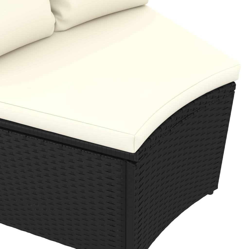 Helloshop26 - Salon de jardin meuble d'extérieur ensemble de mobilier 9 pièces avec coussins résine tressée noir - Imagen 6
