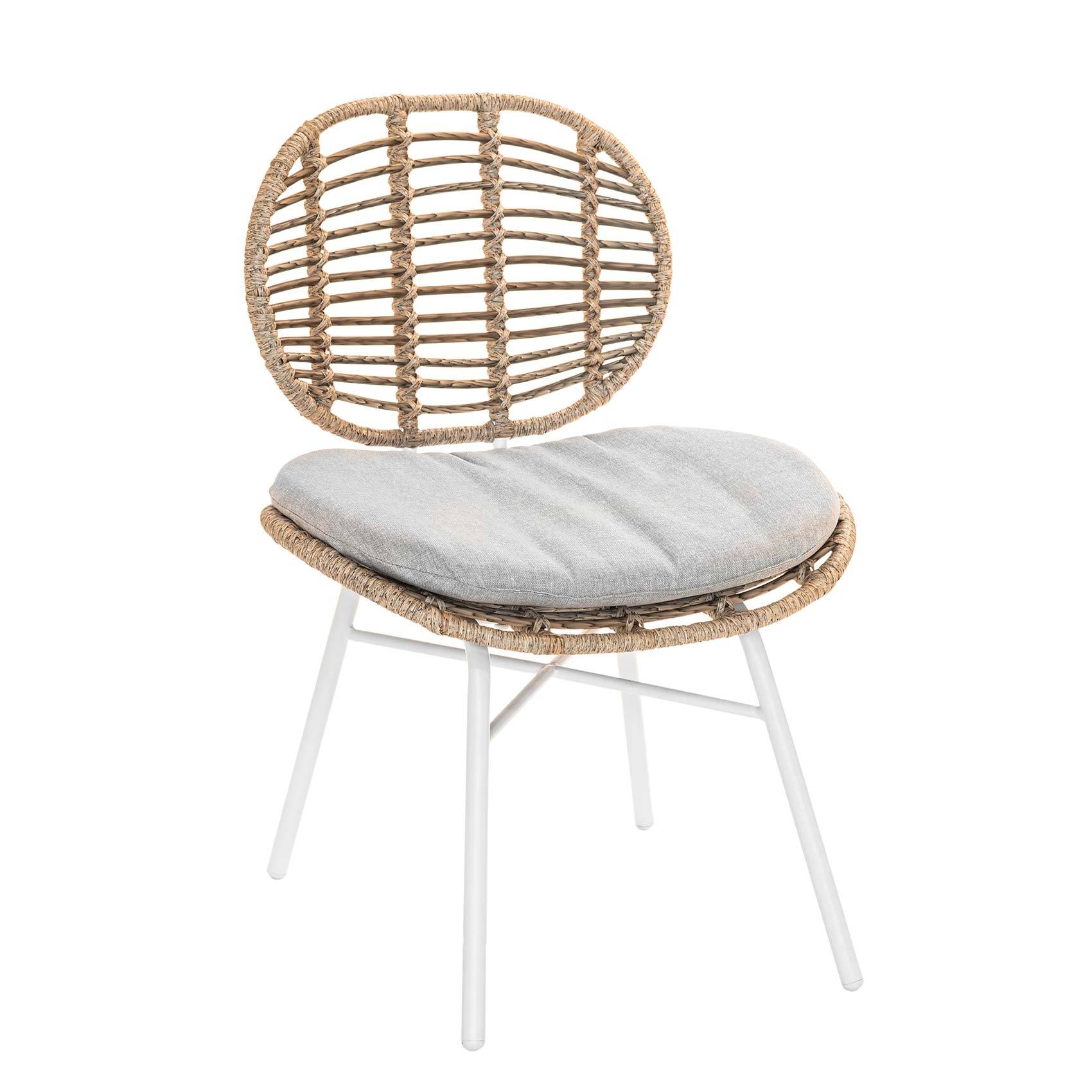 Duo de chaises extérieur en résine tressée - JARDILINE - Métal/Résine/Bois - Blanc - Imagen 1