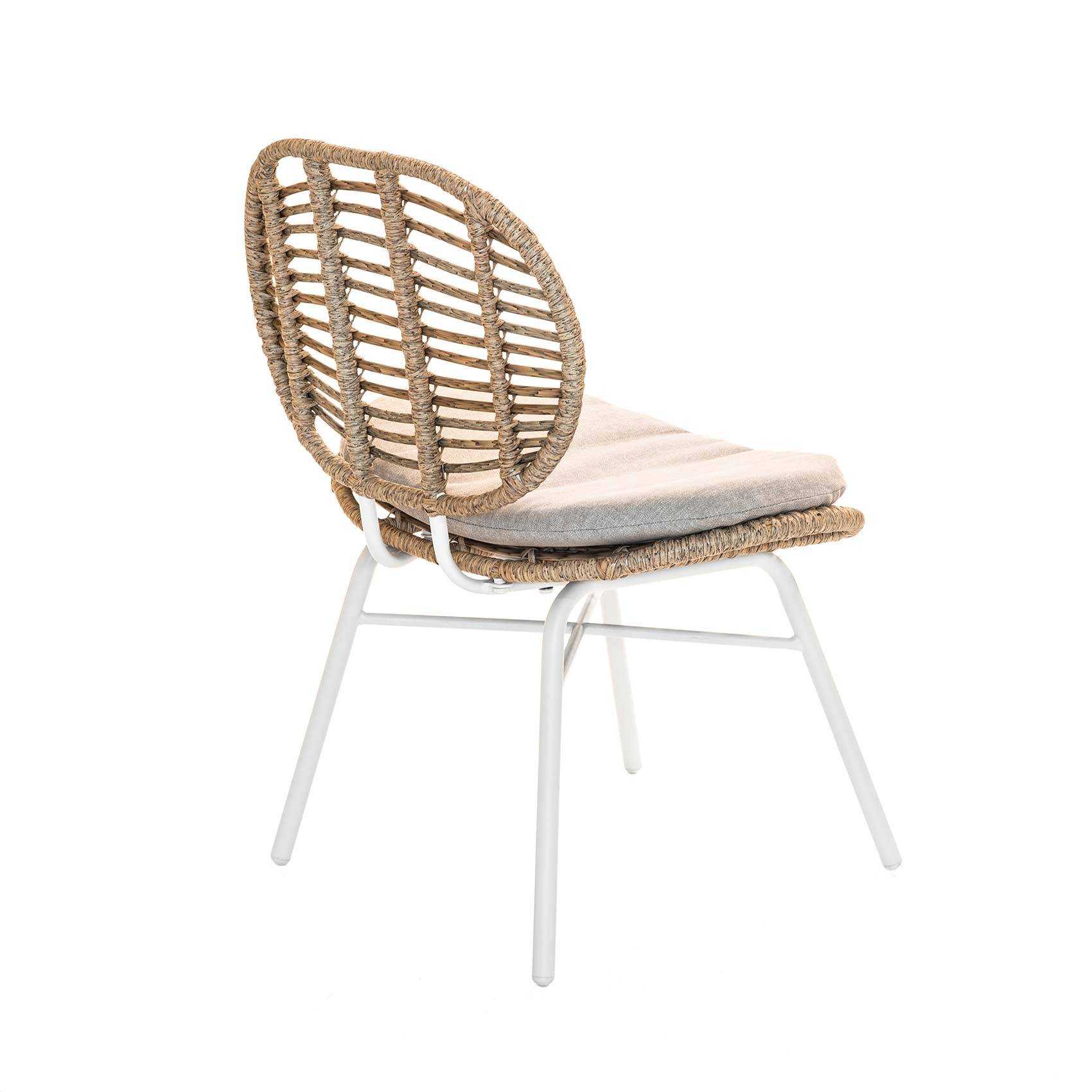 Duo de chaises extérieur en résine tressée - JARDILINE - Métal/Résine/Bois - Blanc - Imagen 2