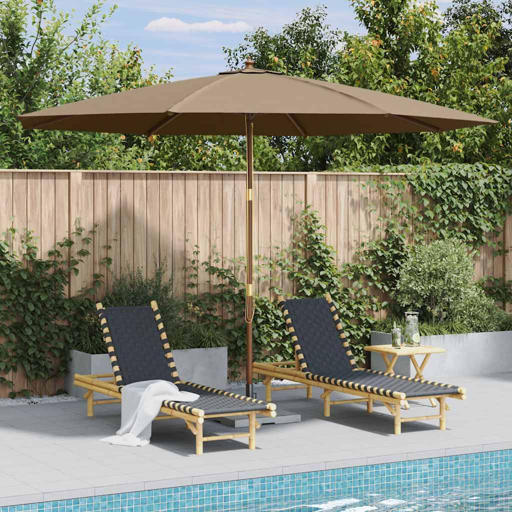 PANGIVO - Parasol extérieur en bois avec mât en bambou, taupe, 350 x 240 cm - PANGIVO - Image 1
