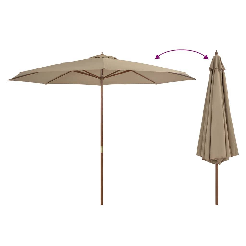 PANGIVO - Parasol extérieur en bois avec mât en bambou, taupe, 350 x 240 cm - PANGIVO - Image 3