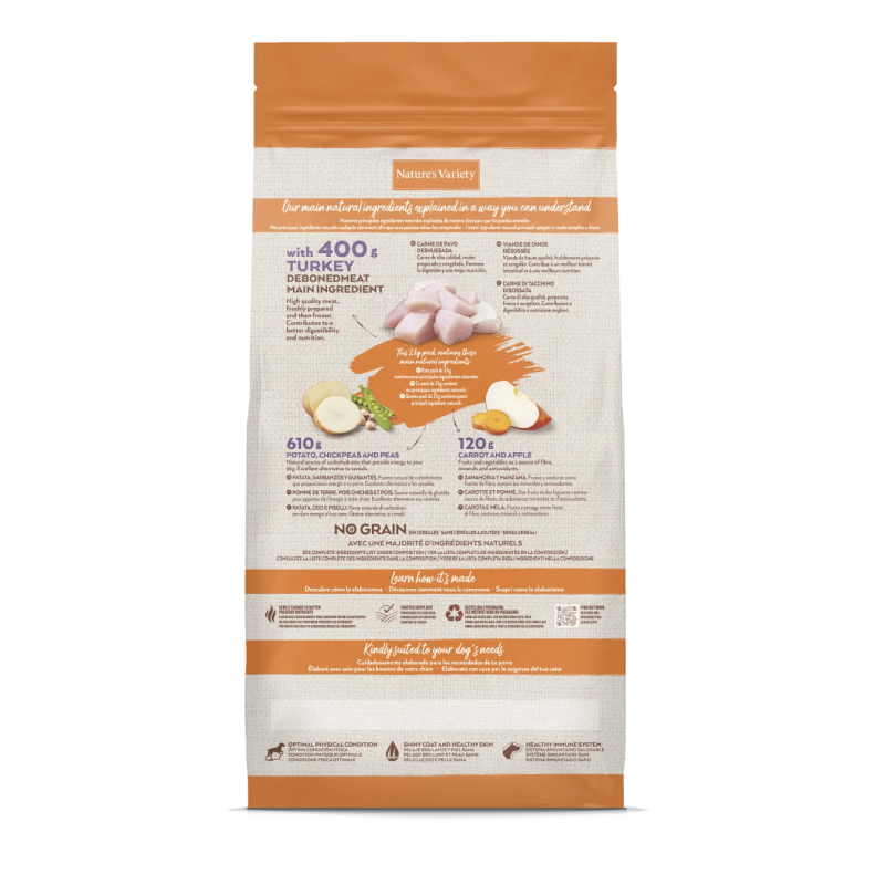 CROQUETTE CHIEN - ORIGINAL MEDIUM / MAX DINDE - NATURE'S VARIETY 10 kg - Imagen 2