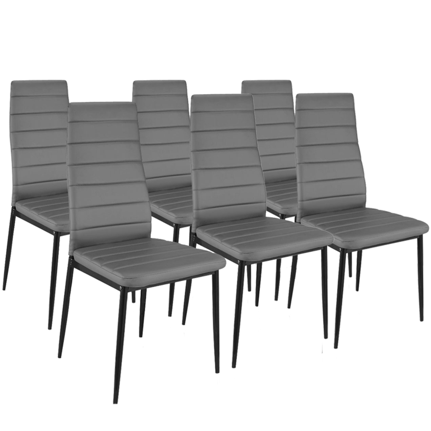 IDMARKET - Ensemble table à manger GEORGIA 140 cm blanche et grise et 6 chaises ROMANE grises - Image 4