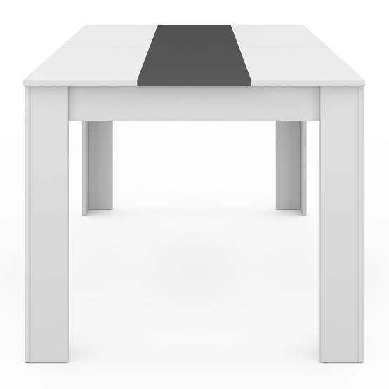 IDMARKET - Ensemble table à manger GEORGIA 140 cm blanche et grise et 6 chaises ROMANE grises - Image 5