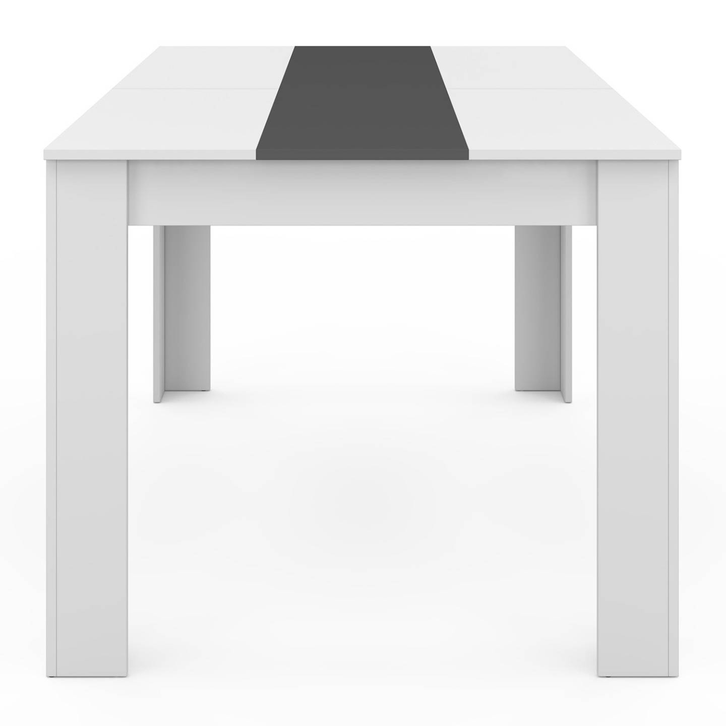 IDMARKET - Ensemble table à manger GEORGIA 140 cm blanche et grise et 6 chaises ROMANE grises - Image 5