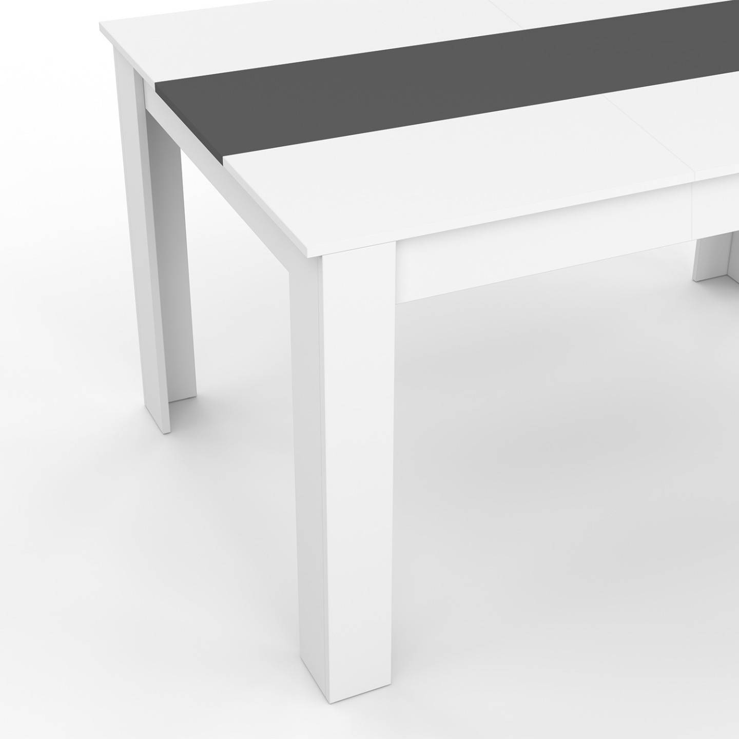 IDMARKET - Ensemble table à manger GEORGIA 140 cm blanche et grise et 6 chaises ROMANE grises - Image 8