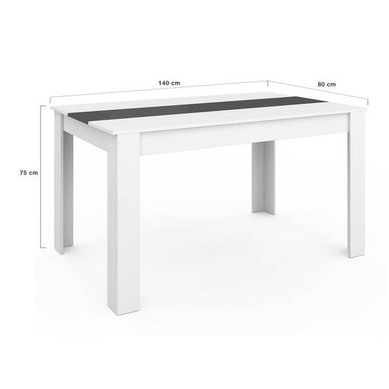 IDMARKET - Ensemble table à manger GEORGIA 140 cm blanche et grise et 6 chaises ROMANE grises - Image 7