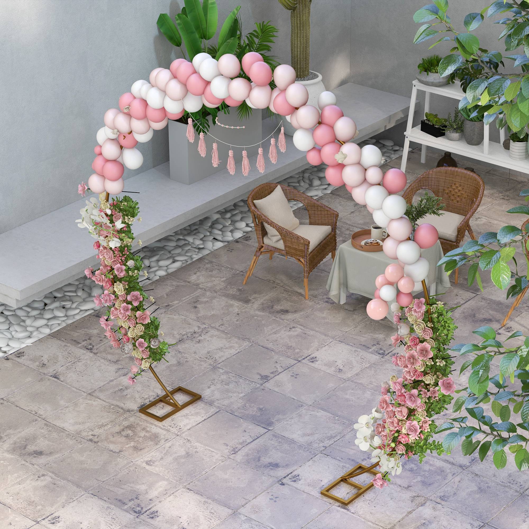 Arche de jardin acier doré 280 x 60 x 258 cm - PANGIVO - Image 9