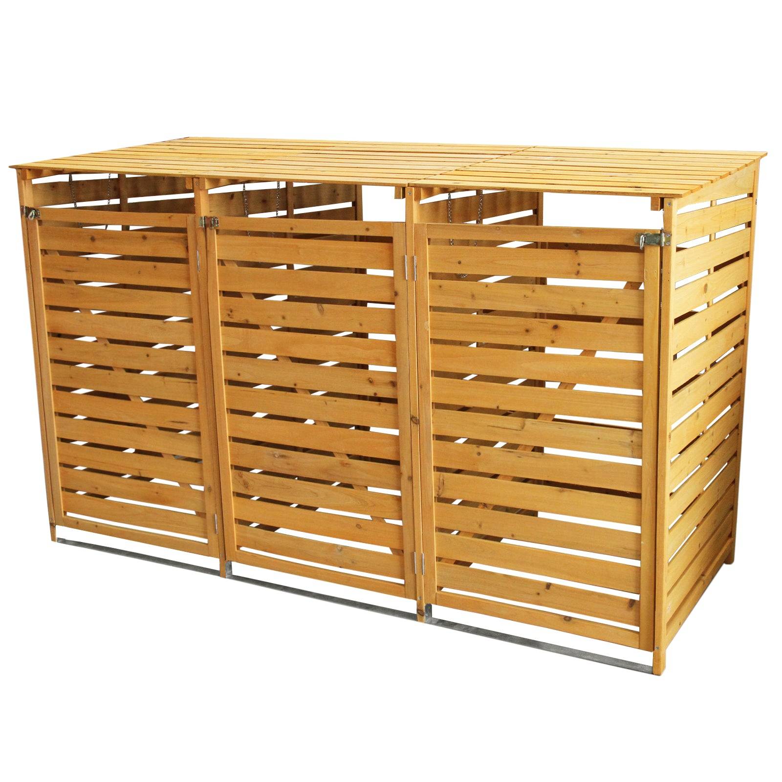 Monstershop - Cache Poubelle Triple en Bois - Imagen 1