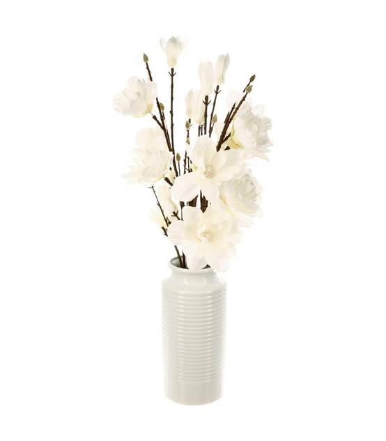 Composition florale artificielle Magnolias Blanc Vase en céramique H 73 cm - Image 1