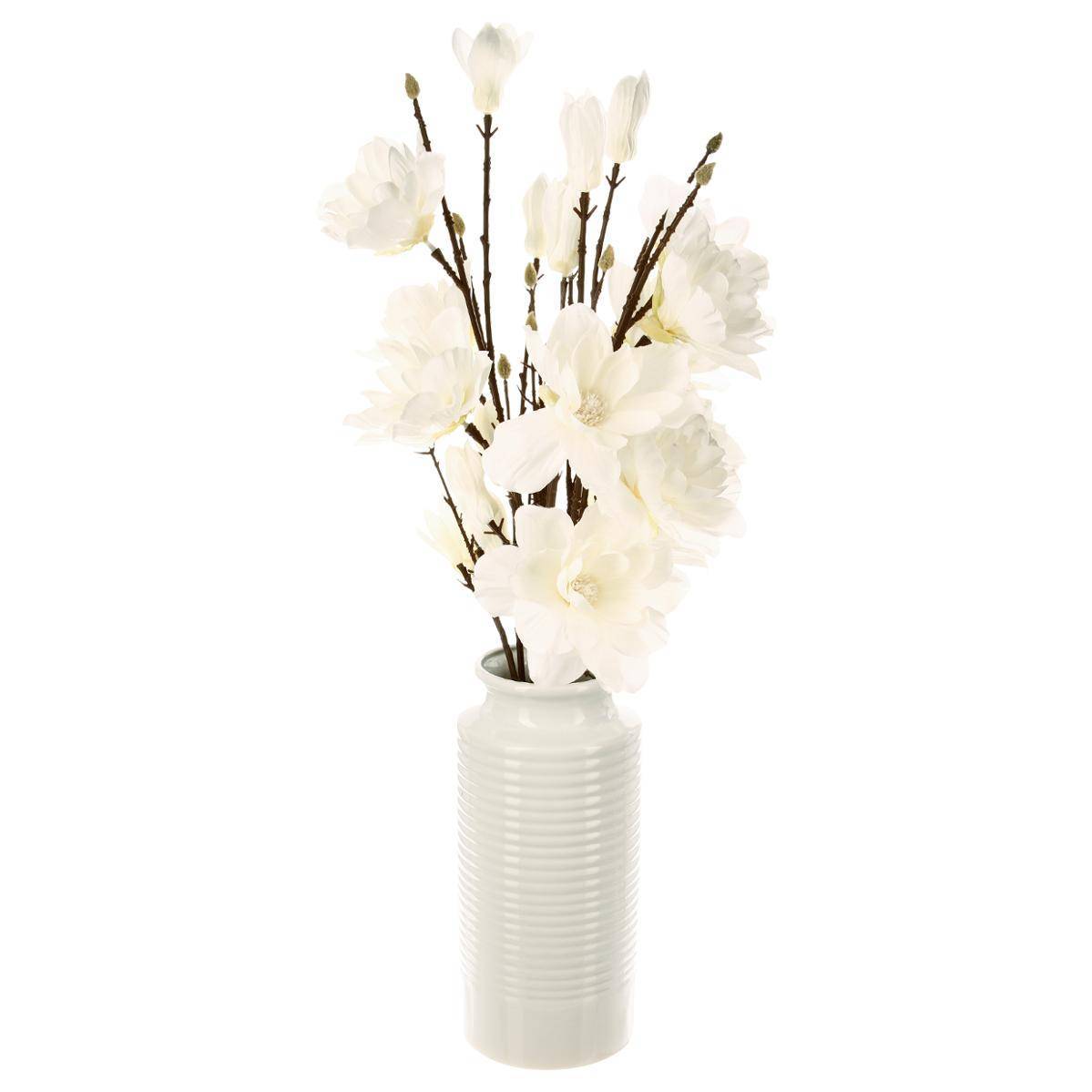 Atmosphera - Branches de magnolia vase blanc H75cm - Atmosphera Créateur d'intérieur - Imagen 1