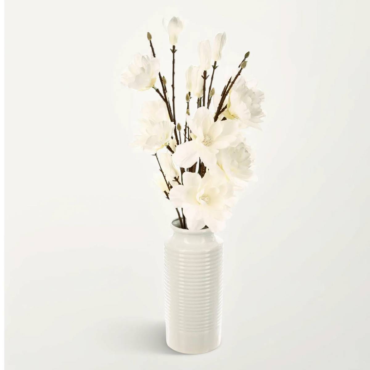 Atmosphera - Branches de magnolia vase blanc H75cm - Atmosphera Créateur d'intérieur - Image 3