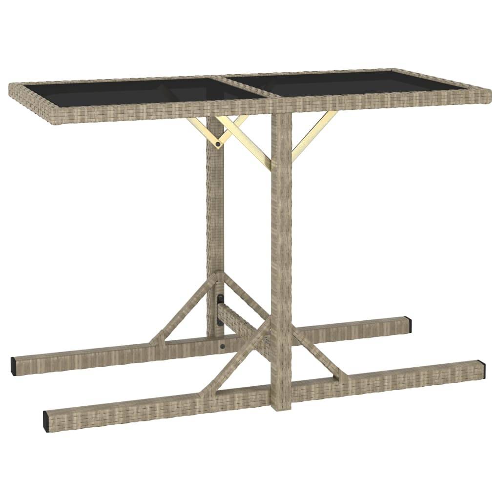 PANGIVO - Table de jardin Verre et Résine tressée Beige 110 x 53 x 72 cm - PANGIVO