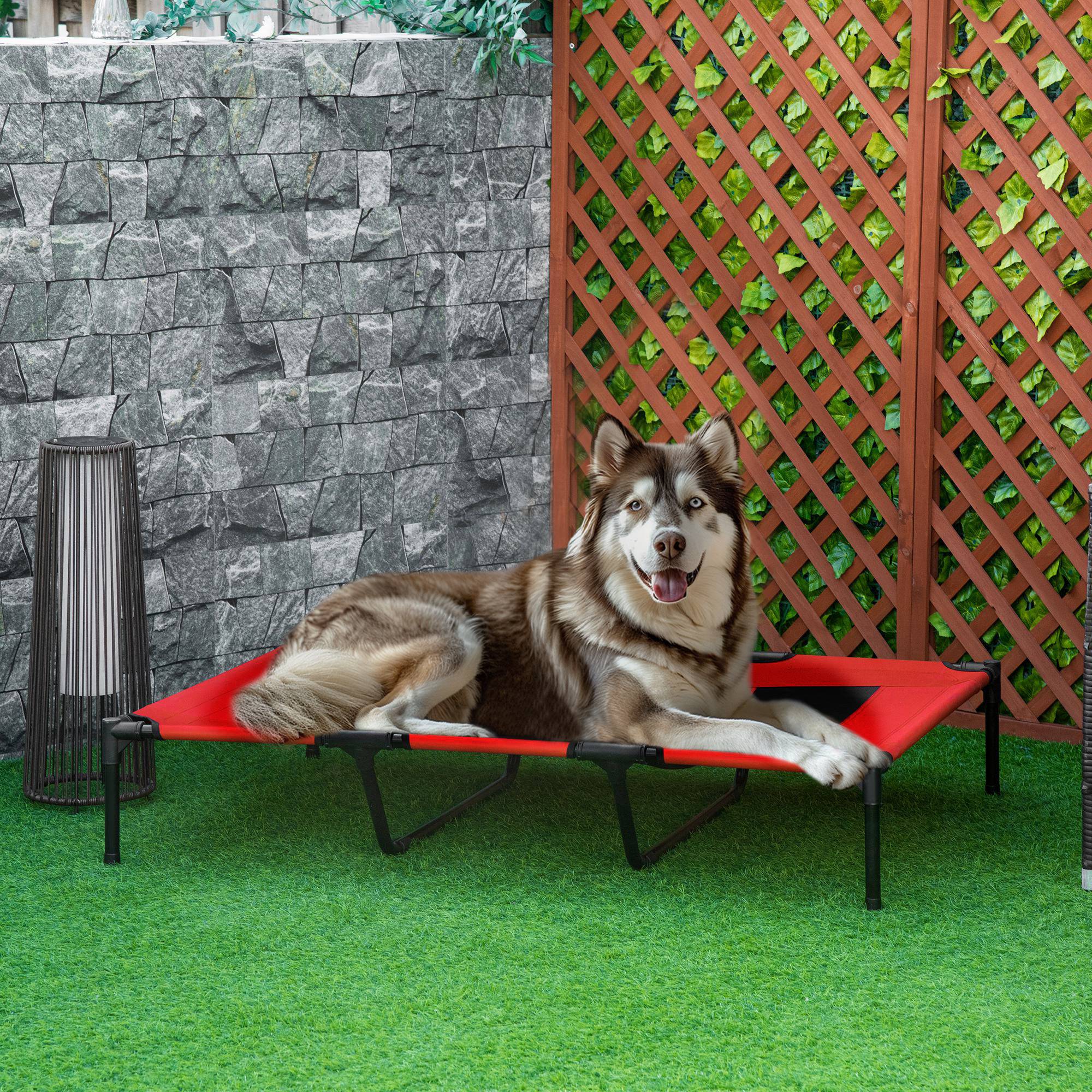 Lit rafraîchissant surélevé Métal pour très grand chien Couchage XXL anti-humidité 122cm rouge - ComfortXL Outdoor Living - Image 3