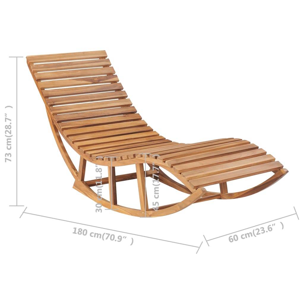 Helloshop26 - Transat chaise longue bain de soleil lit de jardin terrasse meuble d'extérieur 180 cm à bascule avec coussin bois de teck solide - Imagen 9