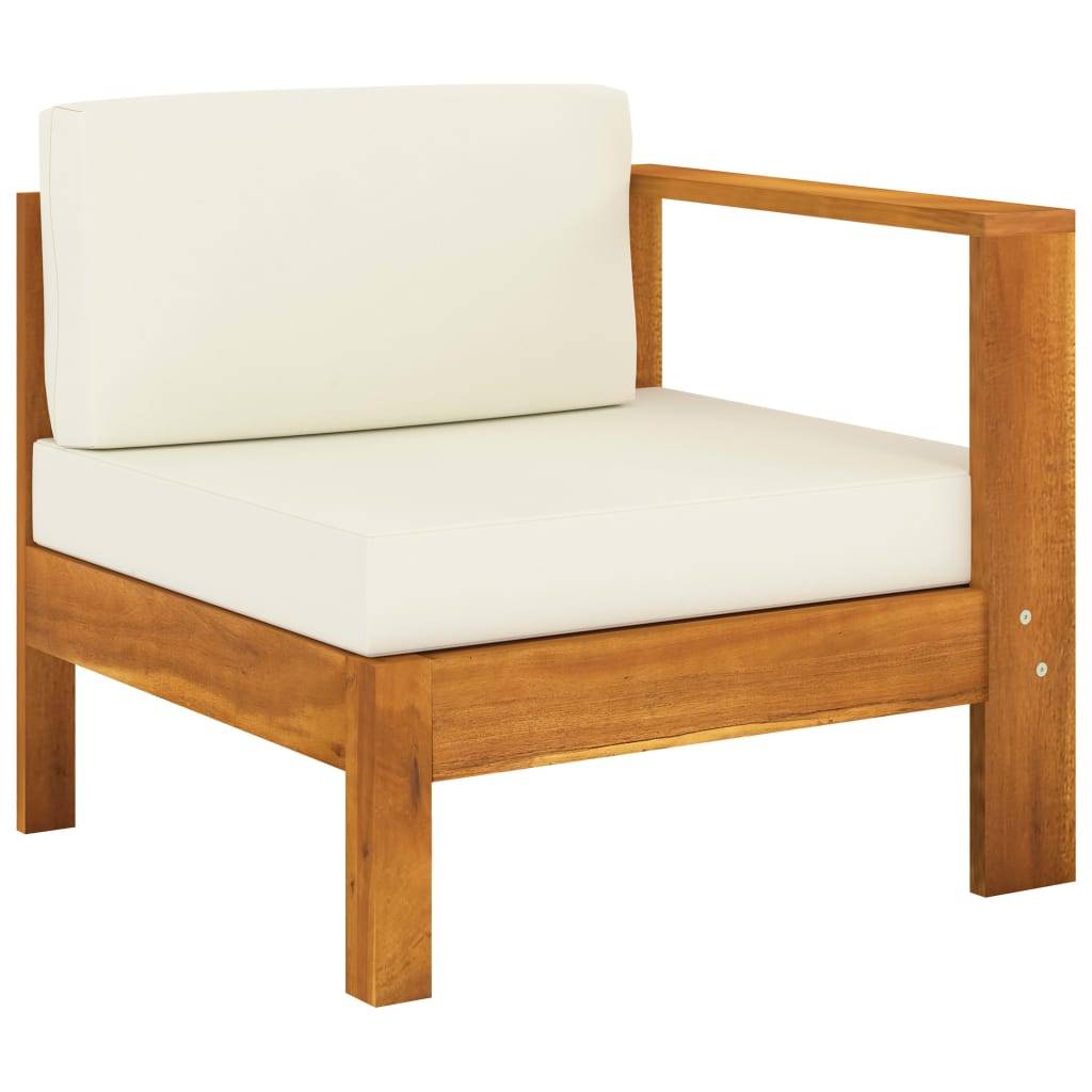 Helloshop26 - Salon de jardin meuble d'extérieur ensemble de mobilier 8 pièces avec coussins blanc crème bois d'acacia - Imagen 4