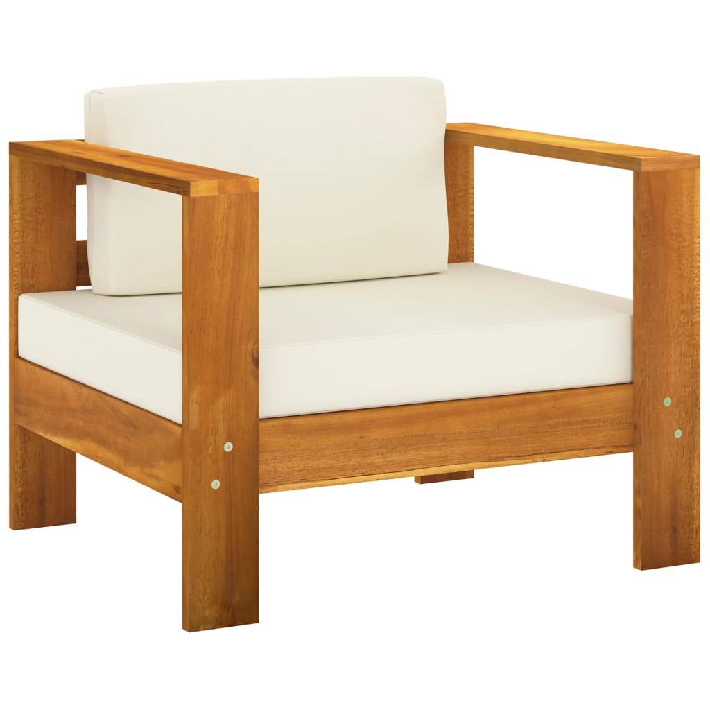 Helloshop26 - Salon de jardin meuble d'extérieur ensemble de mobilier 8 pièces avec coussins blanc crème bois d'acacia - Imagen 2