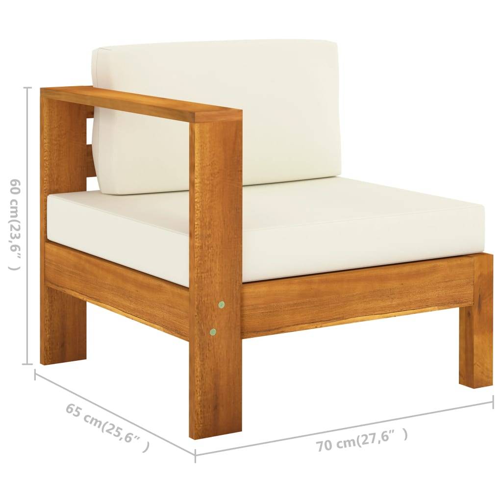 Helloshop26 - Salon de jardin meuble d'extérieur ensemble de mobilier 8 pièces avec coussins blanc crème bois d'acacia - Imagen 7