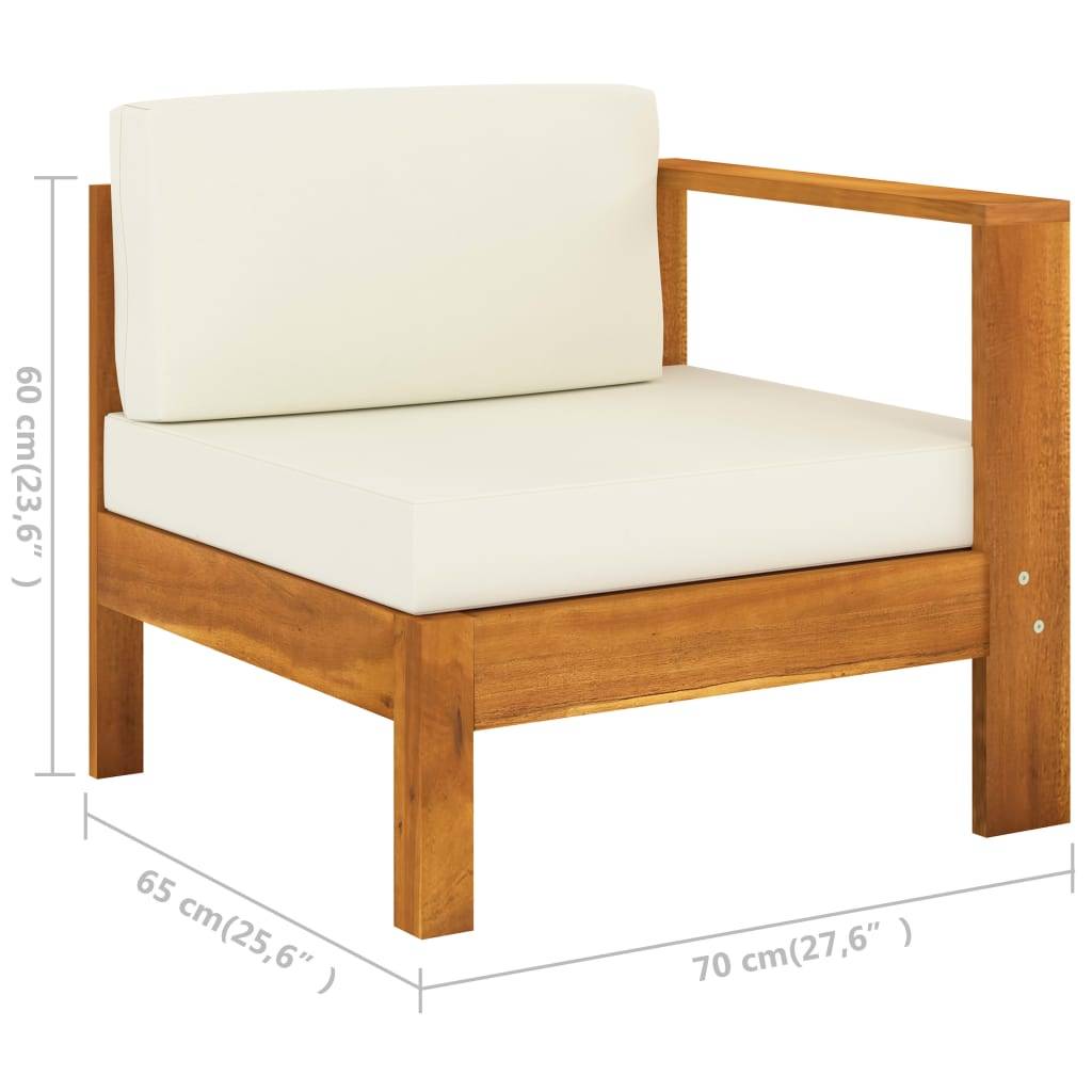 Helloshop26 - Salon de jardin meuble d'extérieur ensemble de mobilier 8 pièces avec coussins blanc crème bois d'acacia - Imagen 6