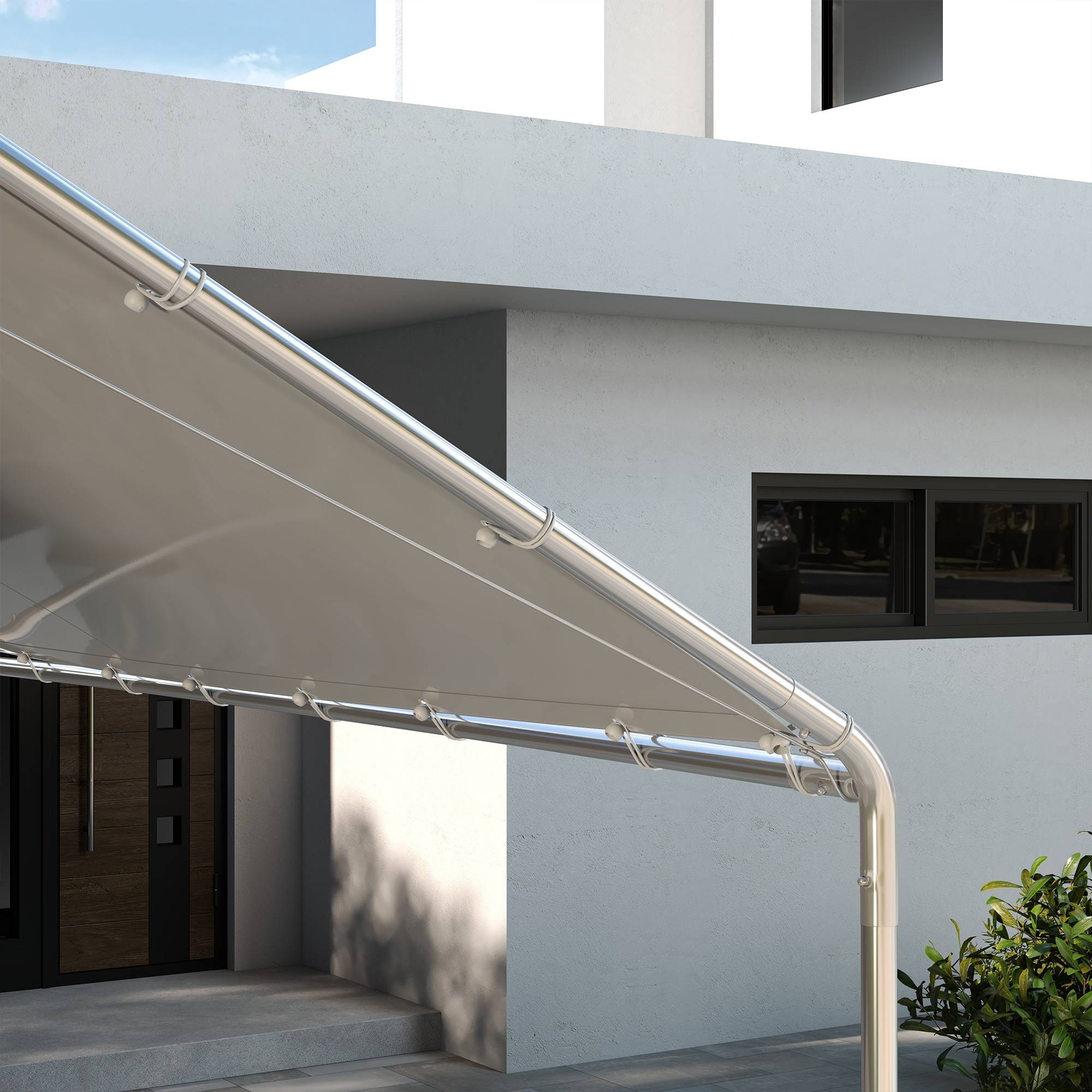 Outsunny - Toile de rechange carport auvent voiture dim. 6L x 3l m tendeurs élastiques inclus PE haute densité blanc - Imagen 8