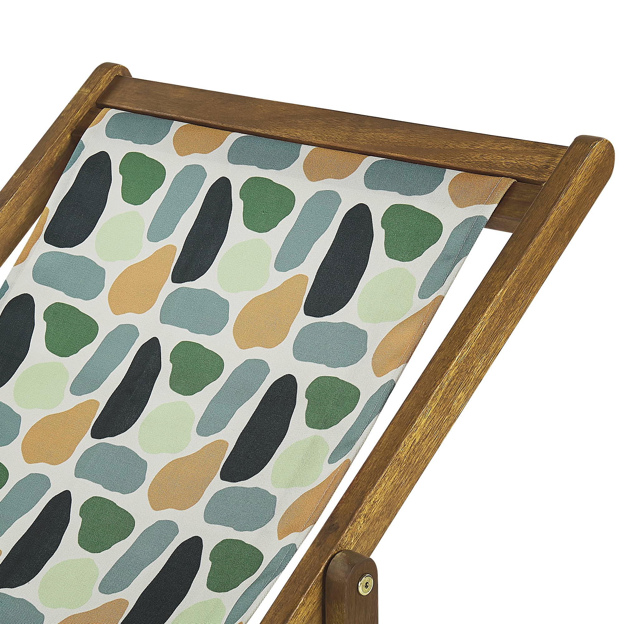 Beliani - 2 Transats Chiliennes Pliantes et Réglables en Bois d'Acacia Clair et Textile Motif Géométrique avec Toiles de Remplacement - Imagen 5