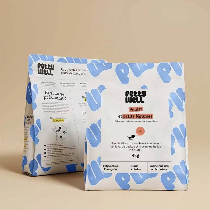 Petty Well - Croquettes Sans Céréales Poulet & Légumes pour Chien de Petite et Moyenne Taille - Imagen 1