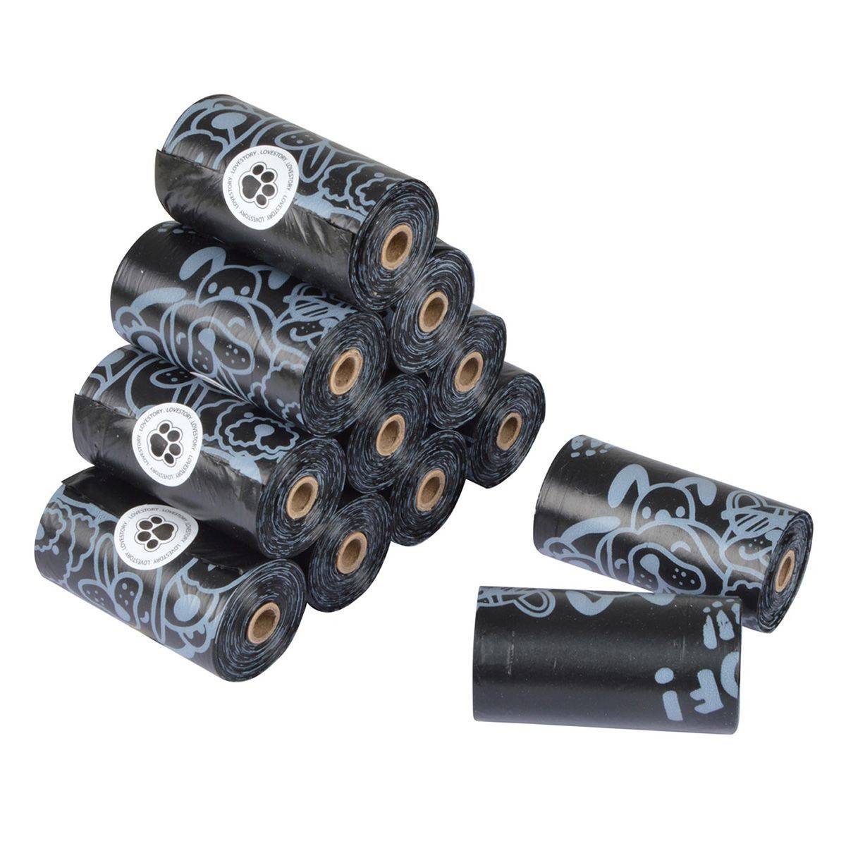 Love Story - Lot de 12 Rouleaux de 20 Sacs "Déjections" 12cm Noir - Image 1