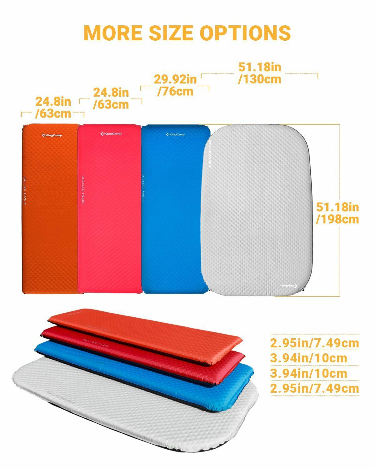 Matelas gonflable double - Gris - Sac de transport inclus - 198 x 130 cm - Kingcamp - Imagen 3