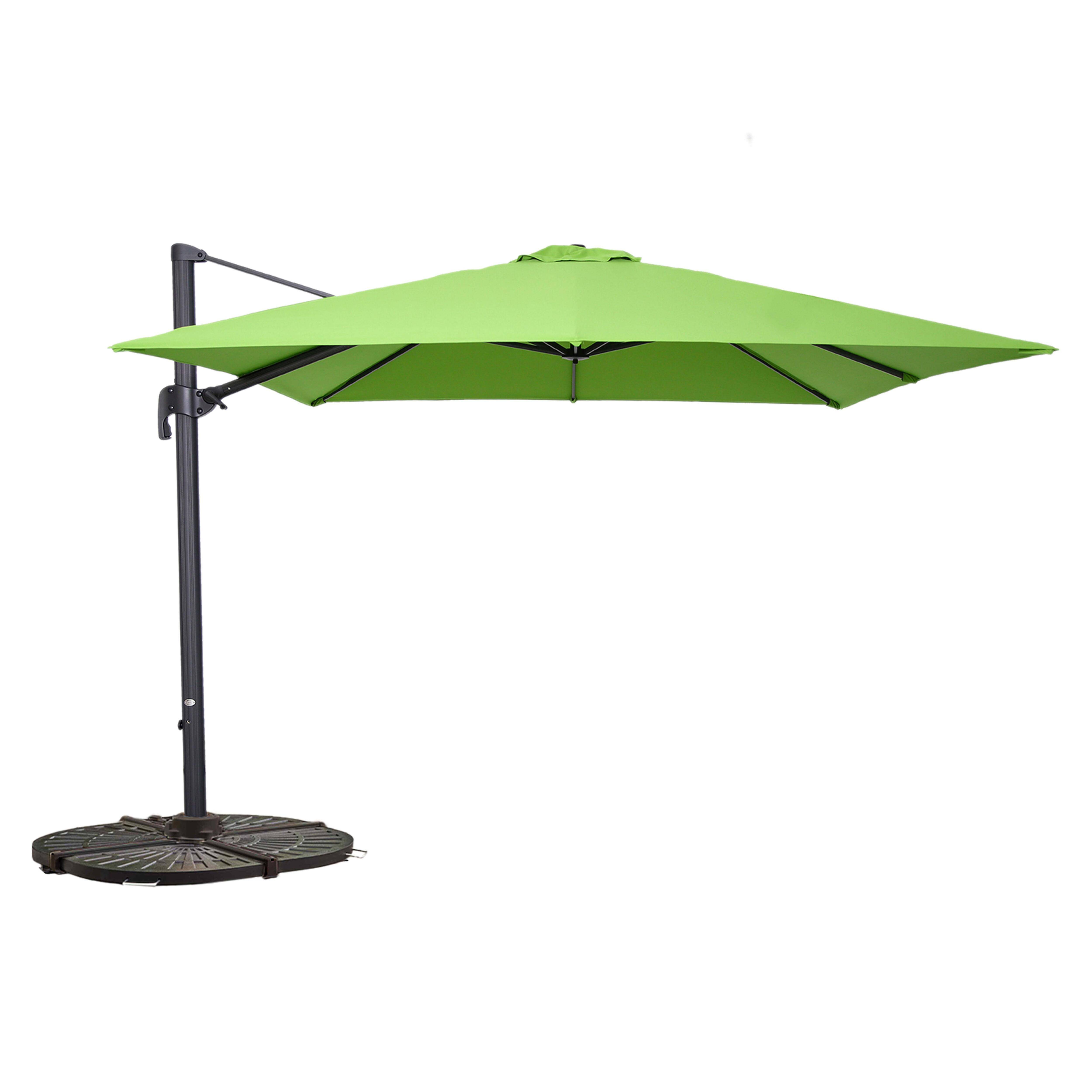 Oviala - Parasol déporté inclinable et rotatif 3x3m et 4 dalles lestées vert Malaga - Oviala - Imagen 1
