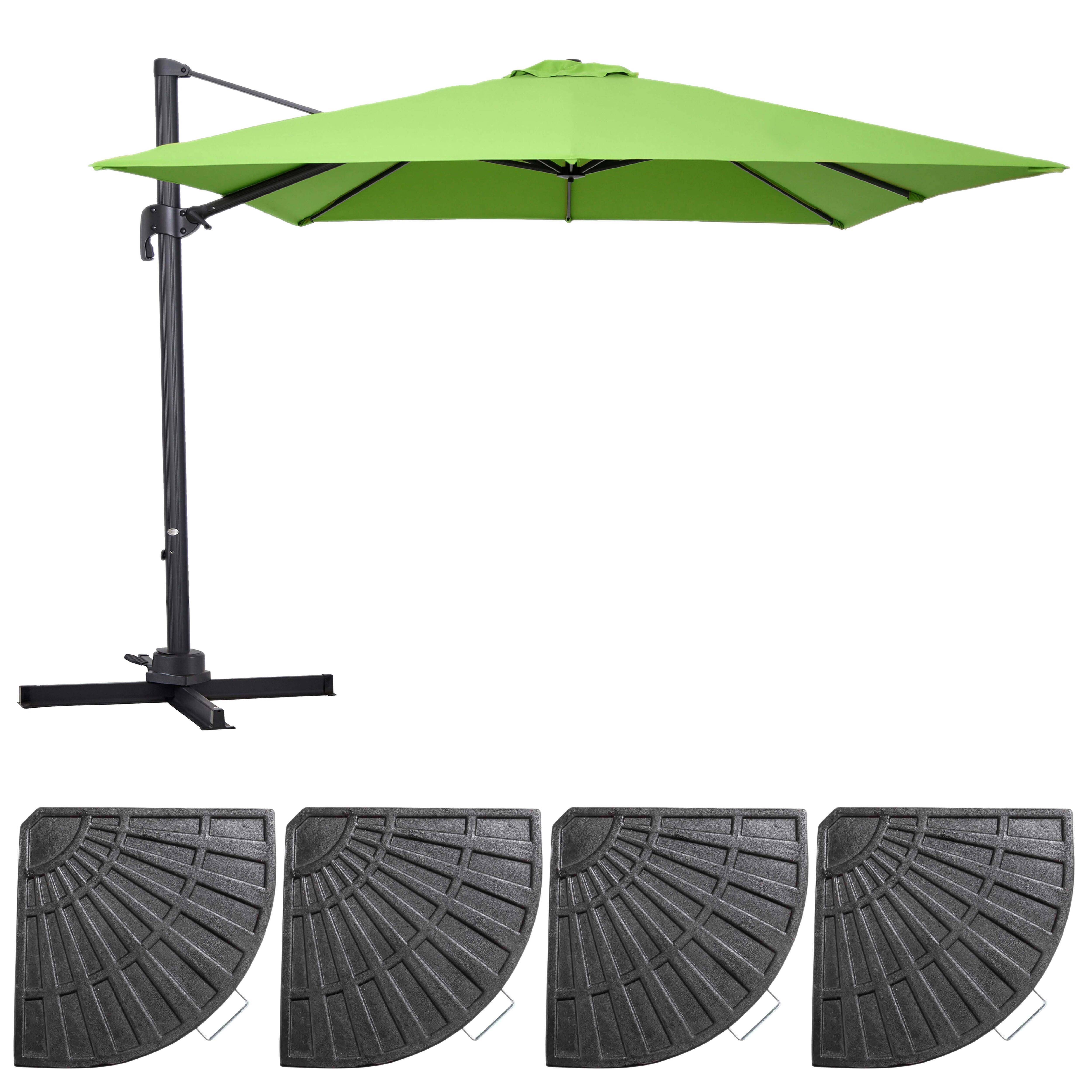 Oviala - Parasol déporté inclinable et rotatif  3x3m et 4 dalles lestées vert Malaga - Oviala - Imagen 2