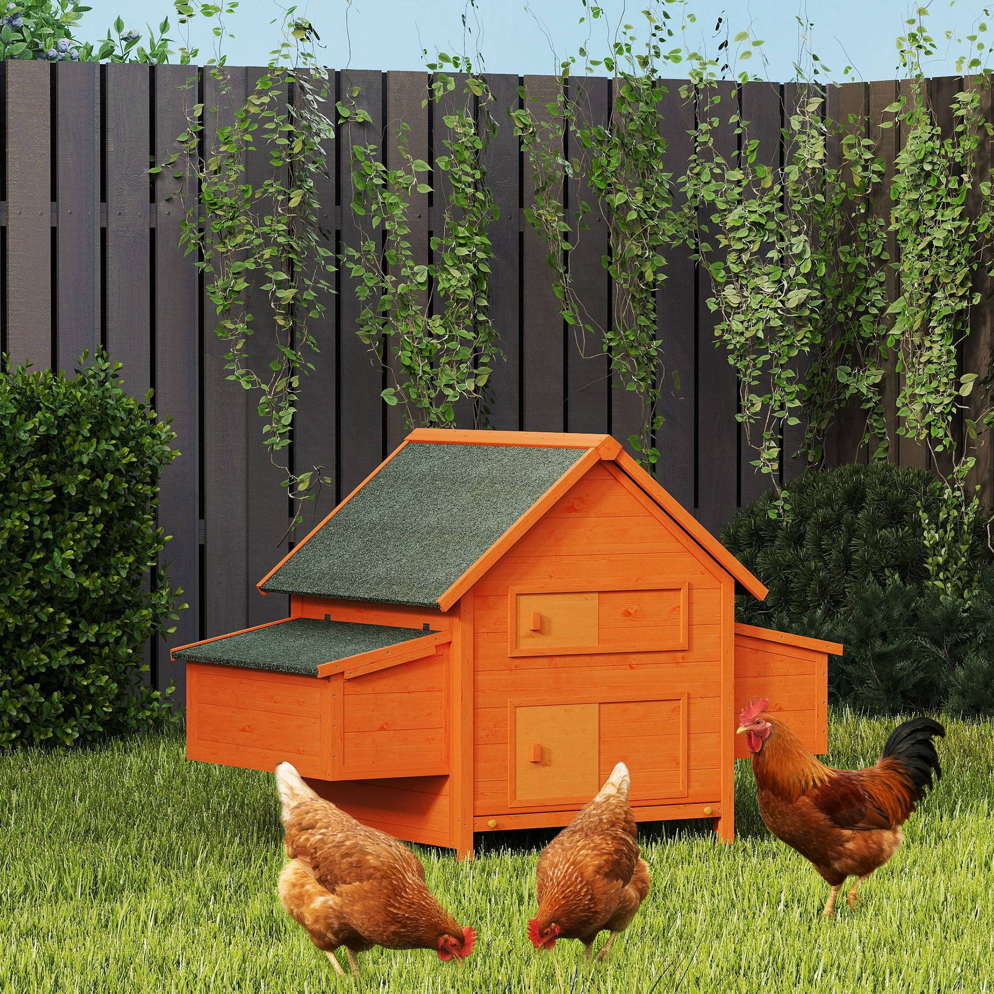 Cage poules bois, toit étanche, poulailler préfabriqué, 160x98,5x107 cm - Image 3
