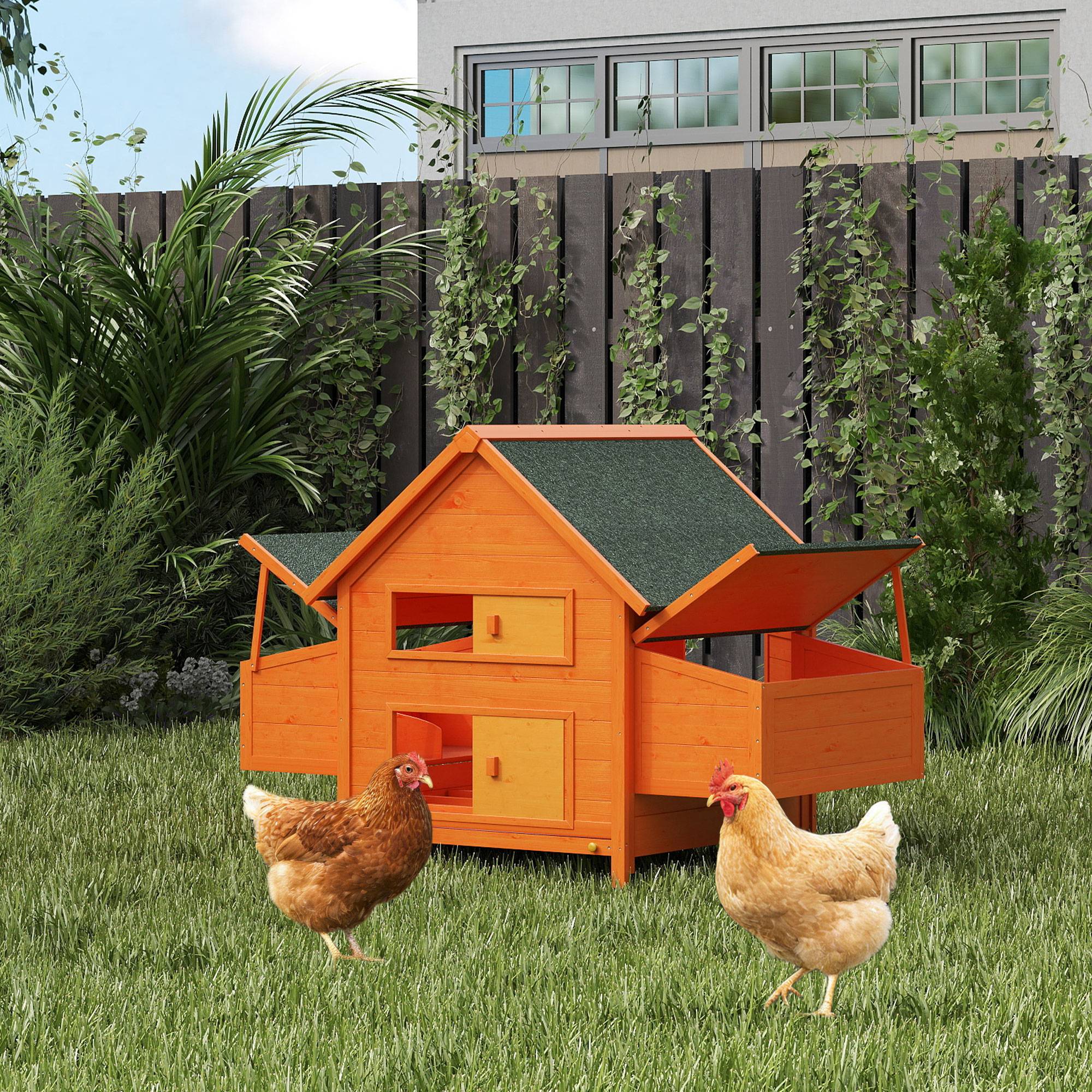 Cage poules bois, toit étanche, poulailler préfabriqué, 160x98,5x107 cm - Image 4