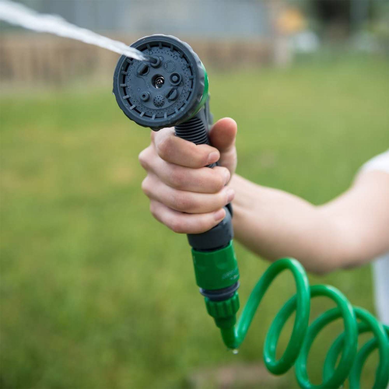 Kit tuyau à spirale pour arrosage, BMI, 15 m, vert/gris, arrosage jardin, pelouse - Image 3