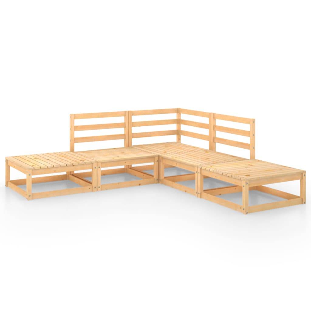 Helloshop26 - Salon de jardin meuble d'extérieur ensemble de mobilier 5 pièces bois de pin massif - Imagen 1