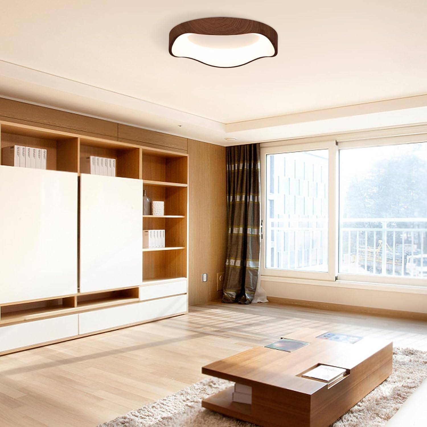 Plafonnier LED 24W, Éclairage de Plafond 3000K à Lumière Chaude, pour Chambre, Ø41,5CM, Marron - Image 2