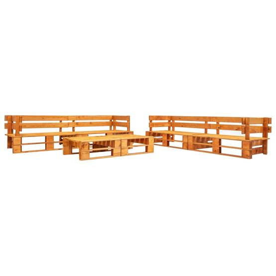 Salon de jardin meuble d'extérieur ensemble de mobilier palette 6 pièces bois marron miel - Image 1