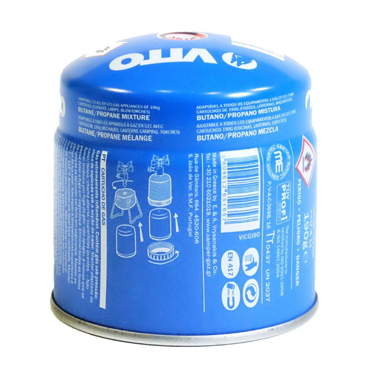Lampe à gaz Coque ABS 1000W + 4 cartouches gaz 190gr Perçables Butane VITO - Imagen 5