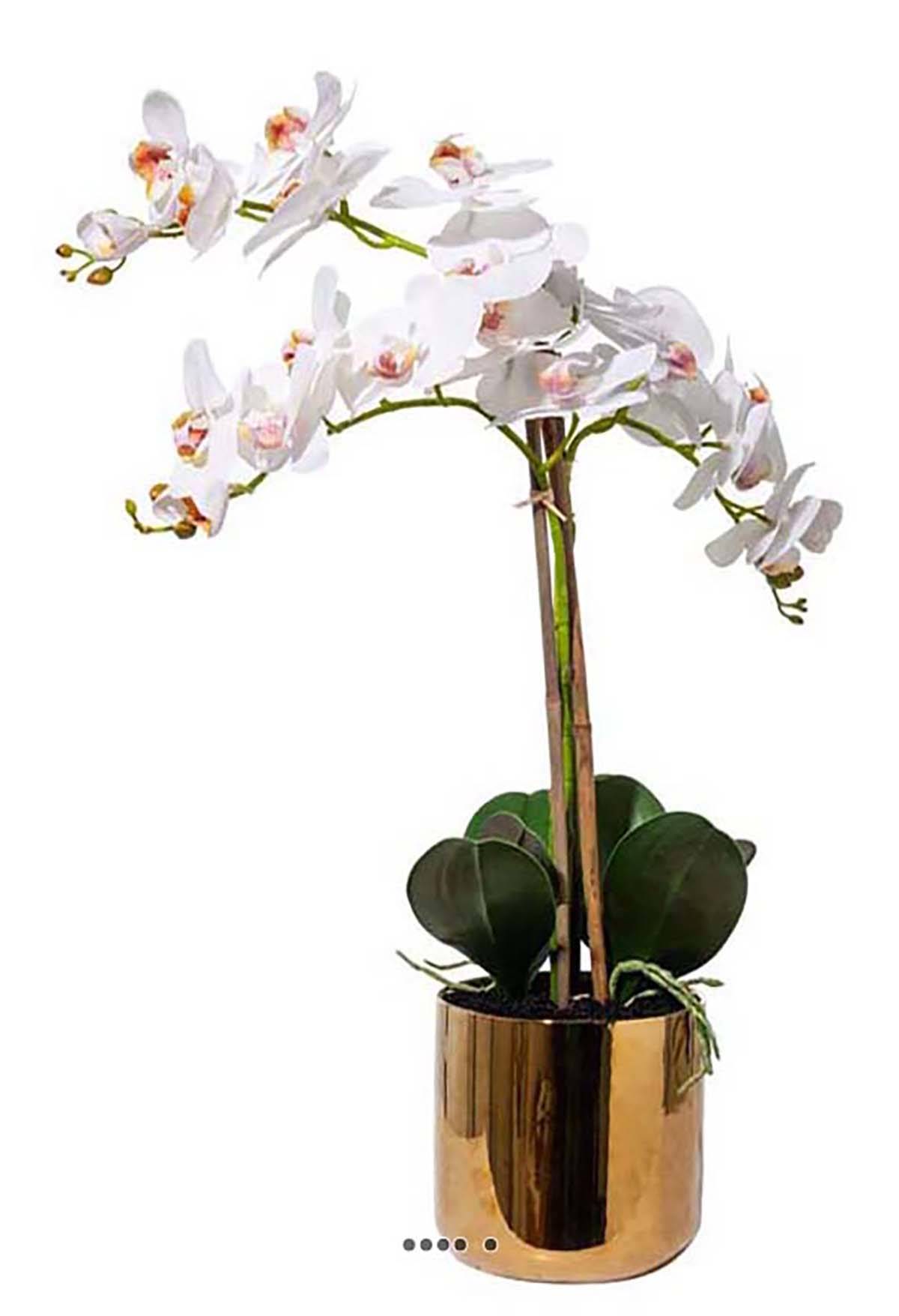 Artificielles - Orchidée phalaenopsis artificielle en pot superbe 3 hampes H 75 cm - Imagen 2