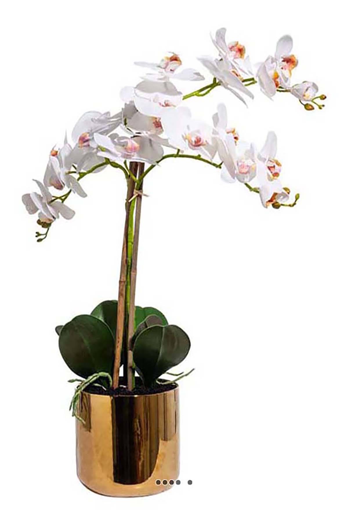 Artificielles - Orchidée phalaenopsis artificielle en pot superbe 3 hampes H 75 cm - Imagen 1