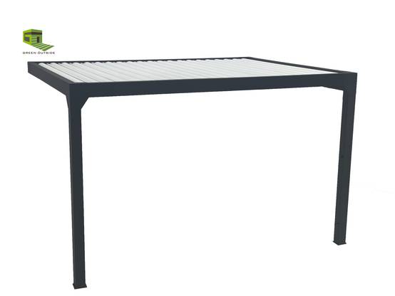 Pergola Bioclimatique 12m² ADOSSEE en aluminium motorisée avec éclairage LED 4x3m coloris noir sable RAL2100 by Green Outside - Image 2