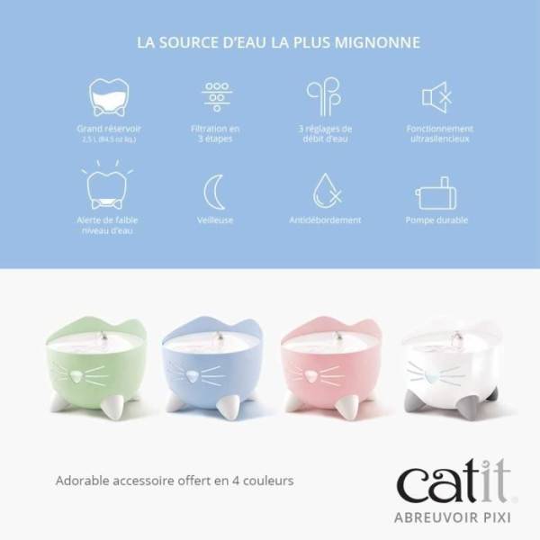 CAT IT Fontaine a eau automatique pour chat - 2,5 L - Bleu - Image 2
