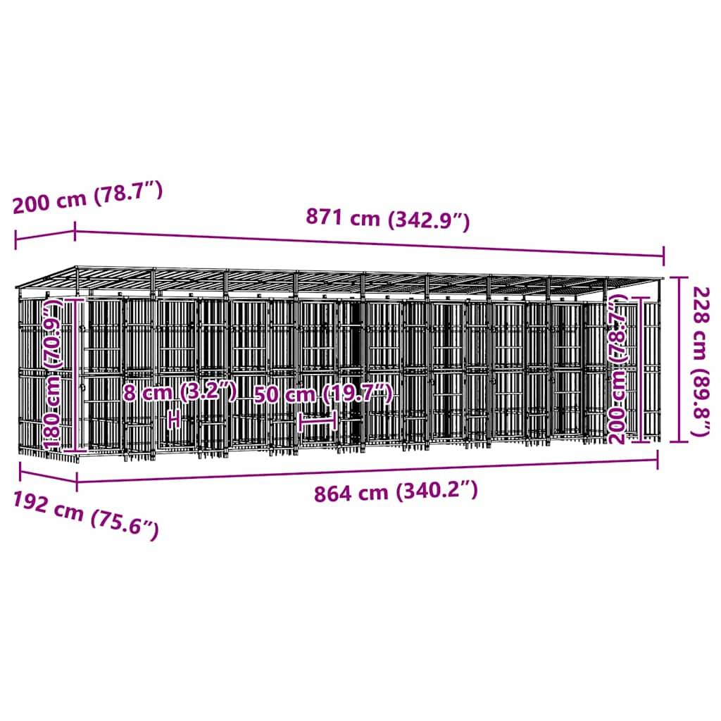 Vidaxl - Chenil d'extérieur pour chiens Acier 16,59 m² vidaXL 3097944 - Imagen 3