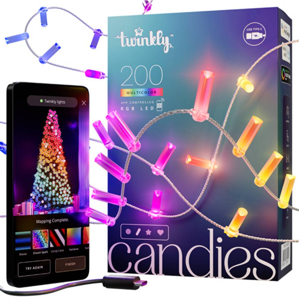 Guirlande Bougie connectéee IP20 12m 200 LEDS RGB fil transparent TWINKLY CANDIES - Imagen 3