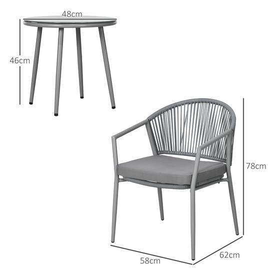 Fauteuil jardin 2 places + table : acier gris, mobilier balcon, idéal jardin/terrasse - Image 3