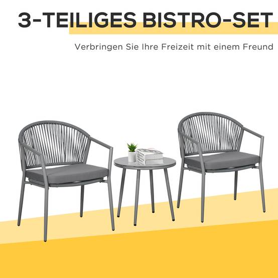 Fauteuil jardin 2 places + table : acier gris, mobilier balcon, idéal jardin/terrasse - Image 4