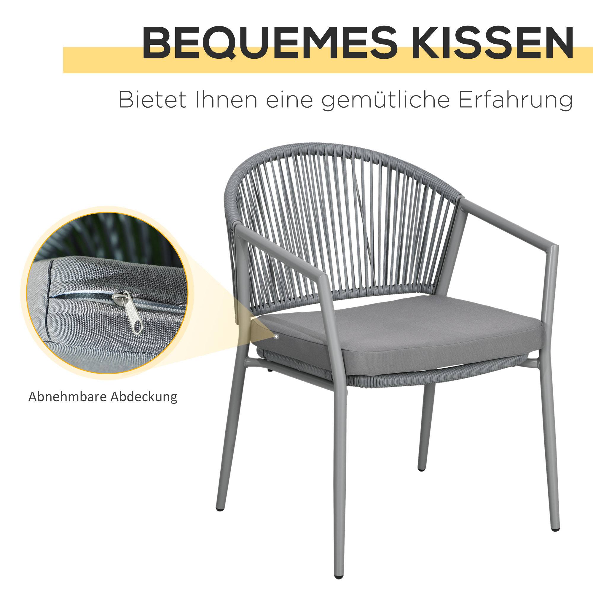 Fauteuil jardin 2 places + table : acier gris, mobilier balcon, idéal jardin/terrasse - Image 5